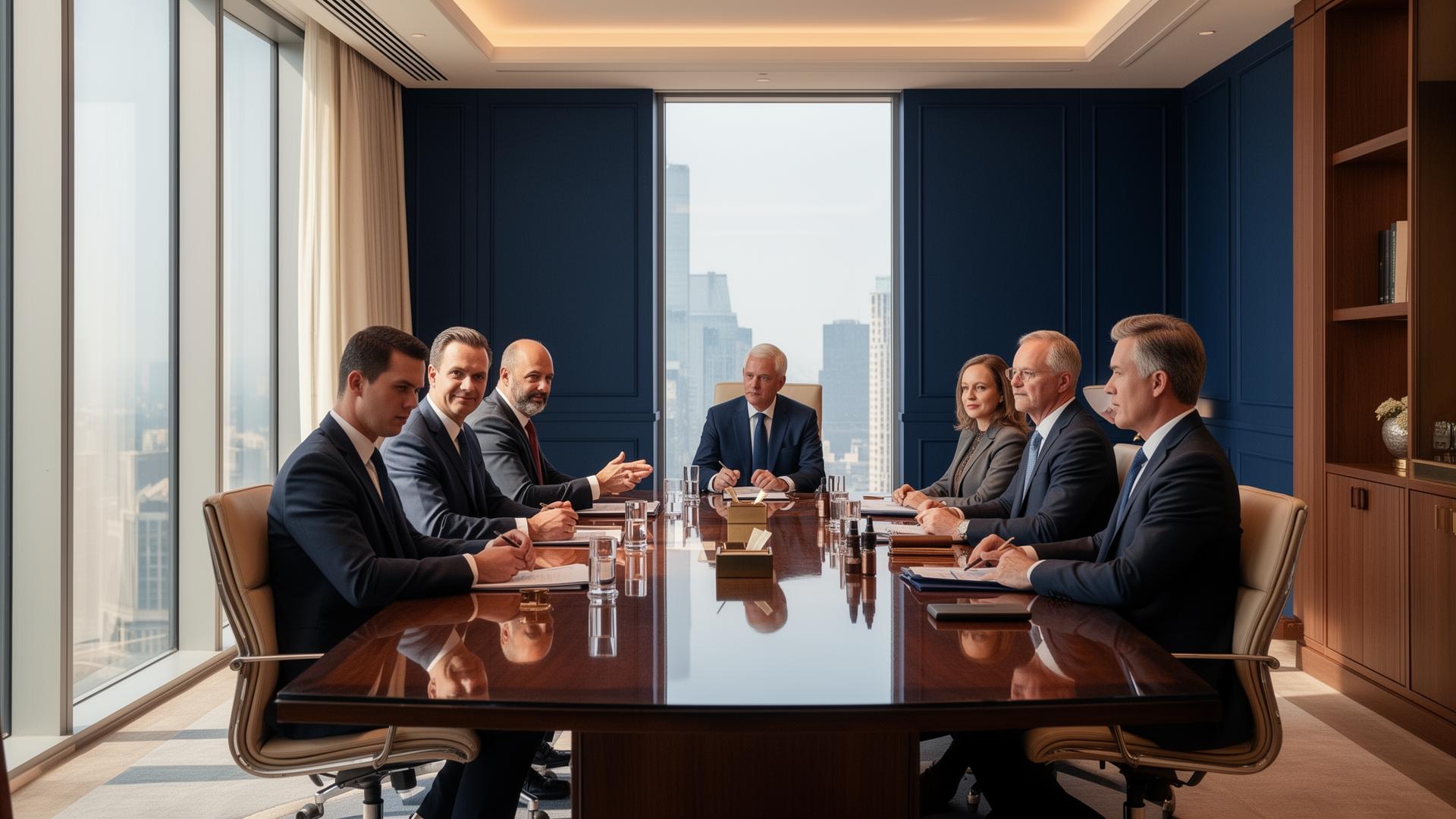Executive boardroom — corporate financing consultation